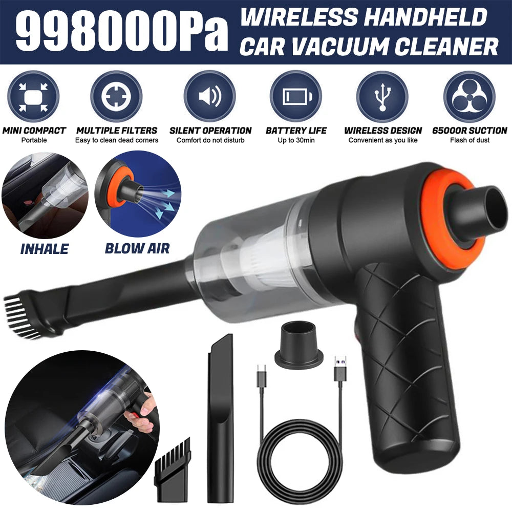 Wireless Handheld Vacuum Cleaner 2 In1 Portable Mini Rechargeable Hand Held Dual Use Vacuum Cleaner Air Blower for Home and Car